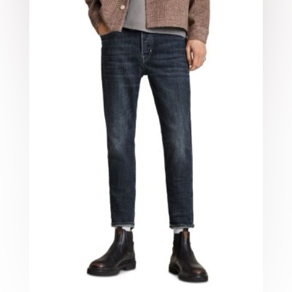 ALLSAINTS men’s Jack Tappered Jeans, In Dark Indigo button fly size 28